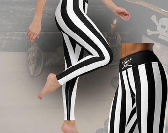 Piratenlegging dames kostuum broek verticaal zwart-witte strepen Halloween kostuum volwassen Disney cruise piratennacht rennen Disney-cosplay