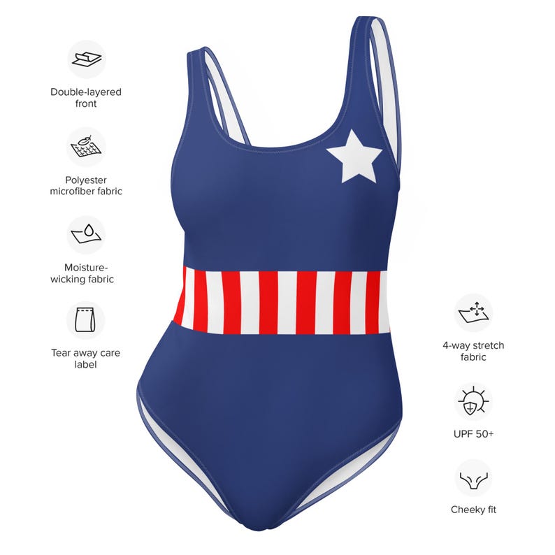 Captain America Womens One-Piece Swimsuit swimwear Disney Marvel Avengers Hero costume adult