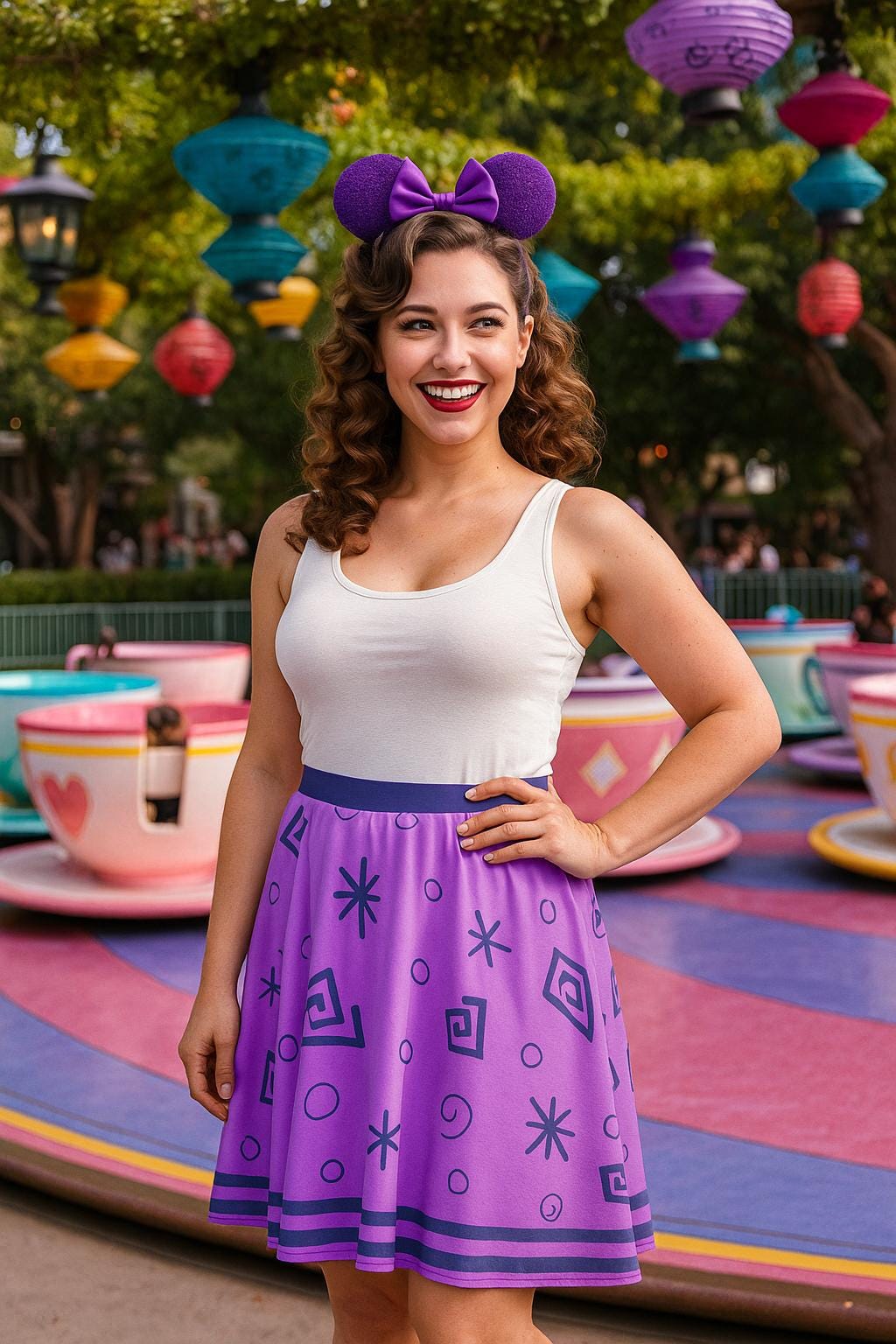 Mad Tea Party Skirt Tea Cup Alice in Wonderland Womens Disney