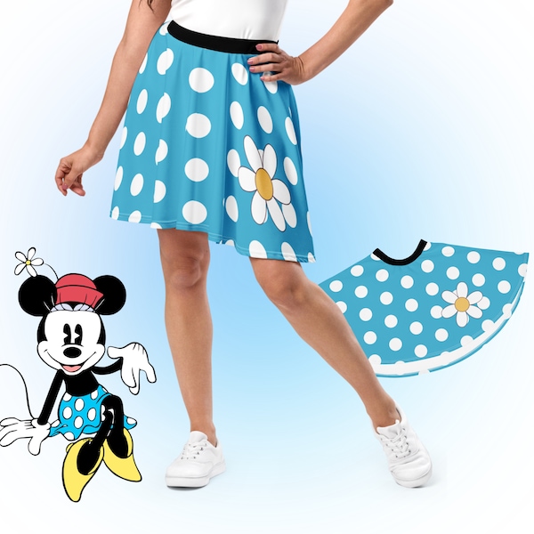 Womens Disney Skirt Minnie Mouse Vintage Blue with white polka dots Running dress costume cosplay