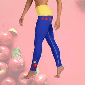 Womens Disney Snow White Yoga Leggings Princess activewear pants workout run Disney outfit Marathon