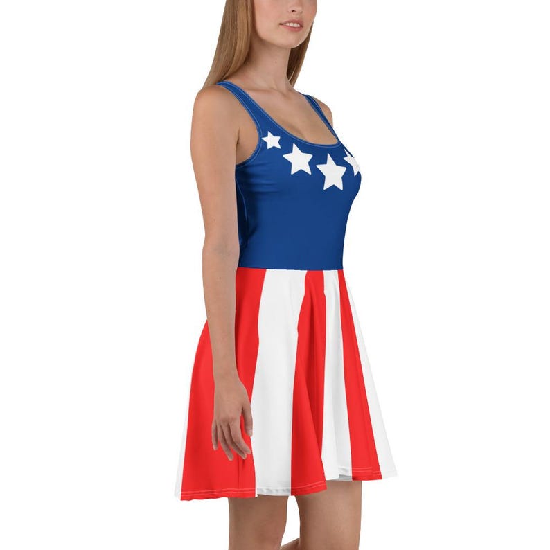 Captain America inspired dress womens Marvel red white and blue run Disney costume wonder woman