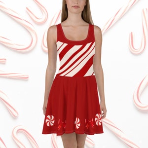 Robe de Noël Disney pour femme Candy Cane, Mickey et Minnie Mouse, menthe poivrée, tenue adulte, robe de vacances