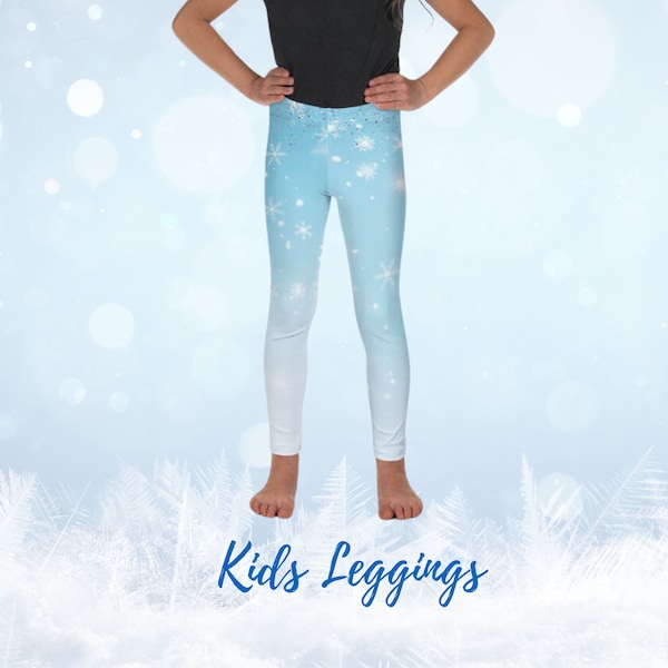 Kid's Disney Leggings Elsa Frozen Winter Snowflake pants costume toddler
