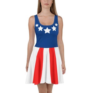 Captain America inspired dress womens Marvel red white and blue run Disney costume wonder woman