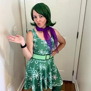 Womens Disney Dress Disgust Inside Out costume Cosplay Disney Bounding running dress green Pixar fest