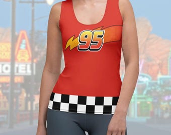 Cars Lightning McQueen tank top shirt Womens Disney cosplay run Disney costume pixar