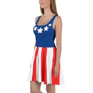 Captain America inspired dress womens Marvel red white and blue run Disney costume wonder woman