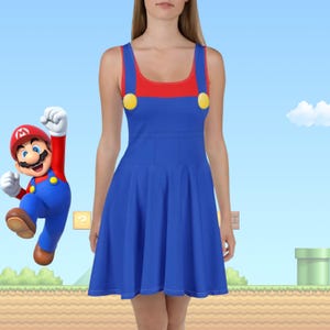 Mario Dress cosplay costume womens adult running outfit plumber red