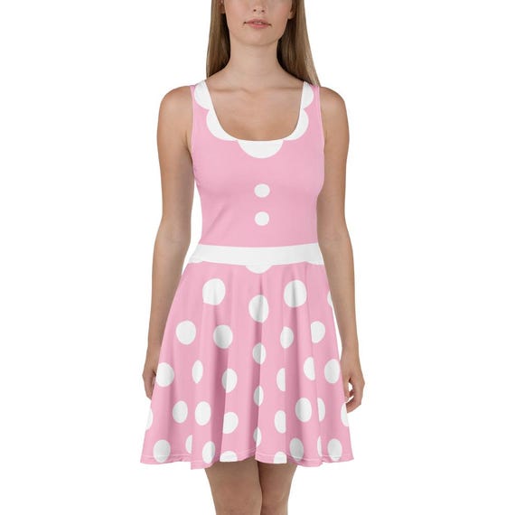 Minnie Mouse pink dress womens Disney costume classic pink polka dot cosplay run Disney bounding