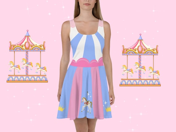 disney pink carousel dress New Disney Pink Carousel Dress W/belt