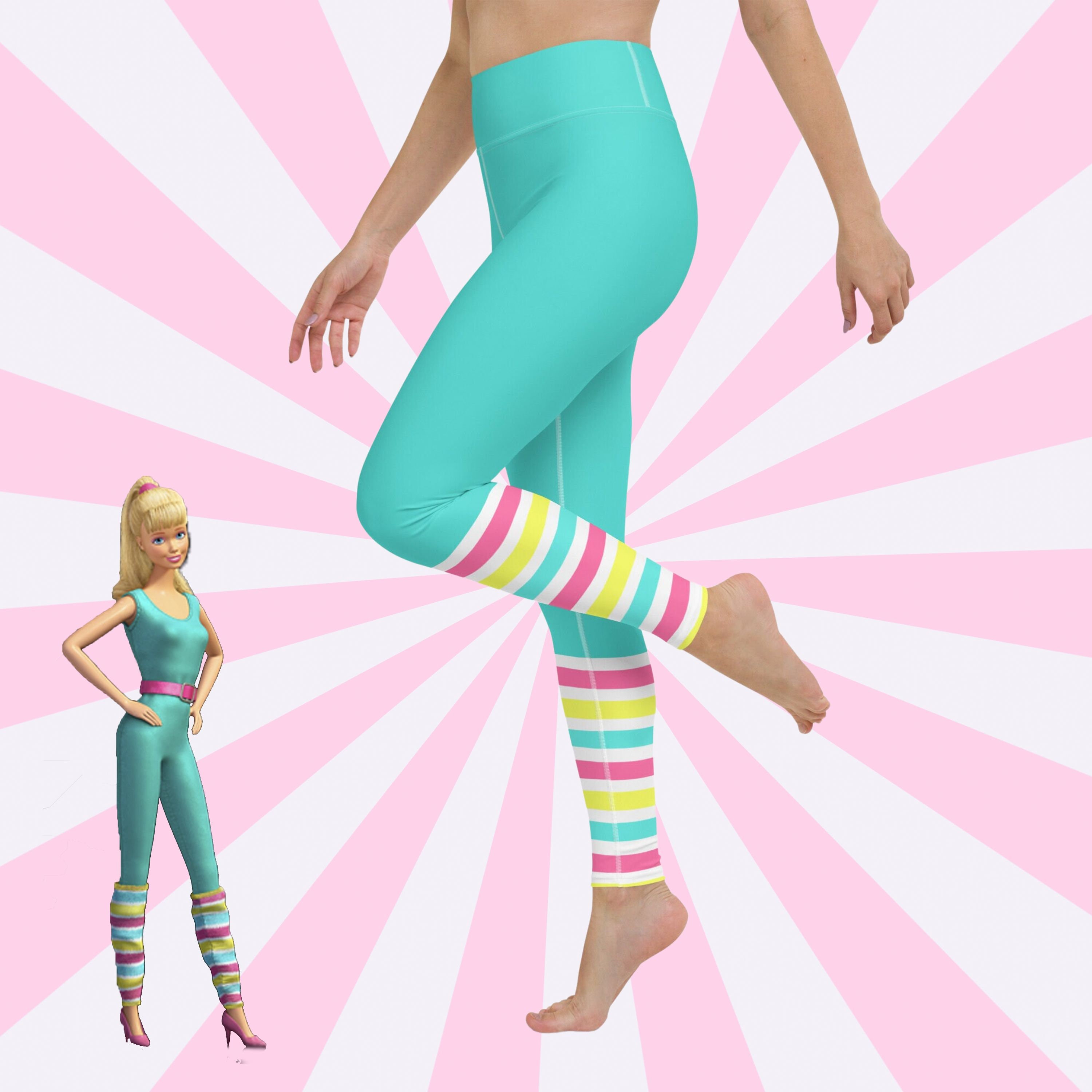 Aerobic-Barbie™-Kostüm für Damen blau-pink-gelb , günstige