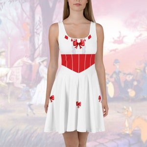 Marry Poppins Womens Disney Dress cosplay run Disney Costume red and white Disney bounding