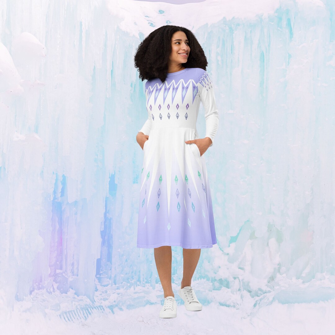 Womens Disney Frozen Elsa Dress Long Sleeve Costume Running Etsy