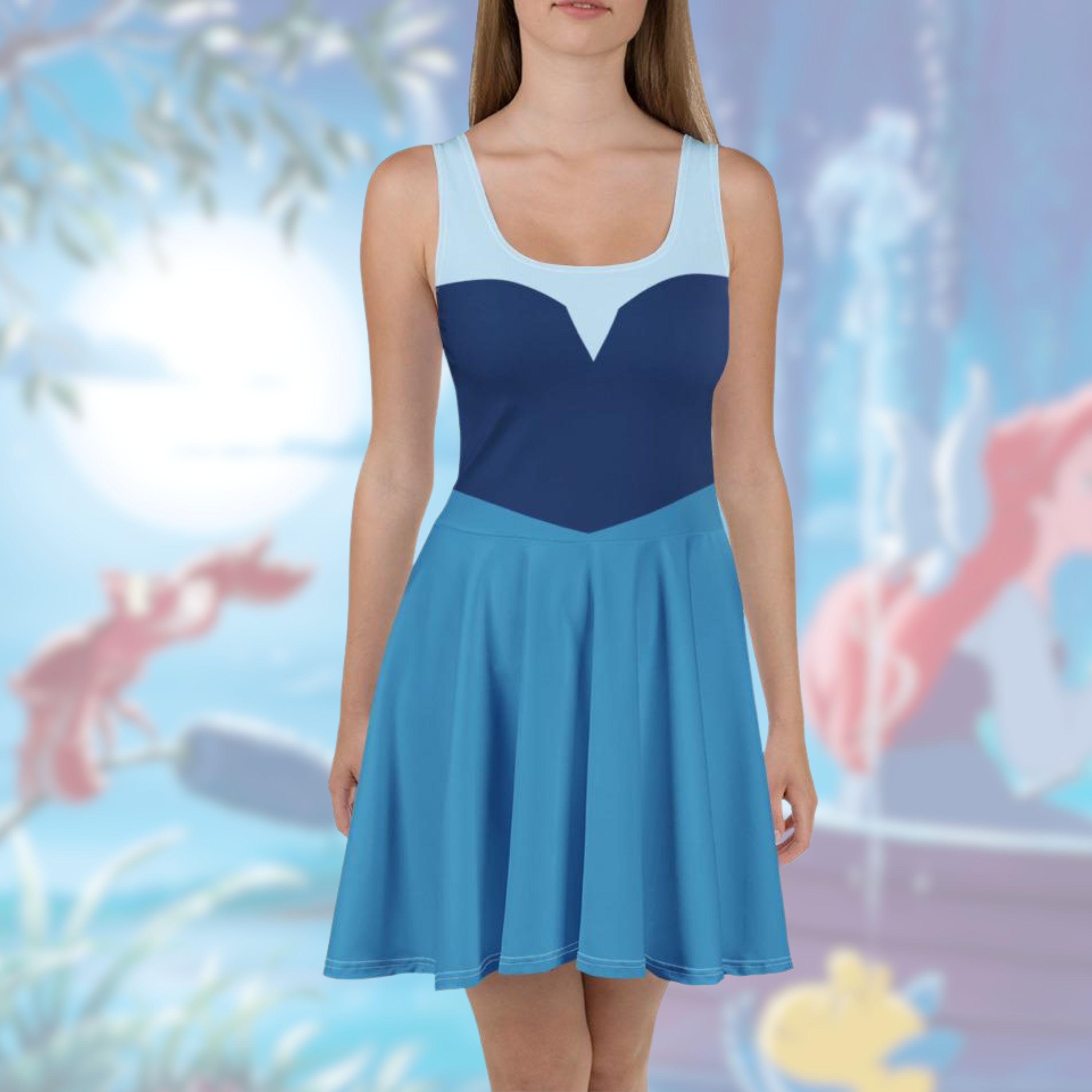 Ariel Blue Dress Womens Disney Little Mermaid Costume Dress Run Disney  Bounding Cosplay Kiss the Girl - Etsy