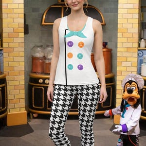 ディズニー グーフィーのキッチン シェフ レギンス フード＆ワインフェスティバル ラン ディズニー バウンディング アスレチックウェア ワイン＆ダイン マラソン 千鳥格子柄