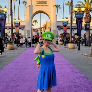 Luigi Dress Cosplay Kostüm Damen Erwachsene Laufkleid Super Mario Brüder