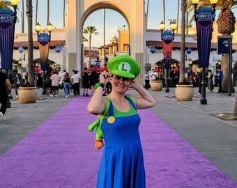 Vestido Luigi Cosplay Traje Feminino Adulto Corrida Vestido Super Mario Brothers