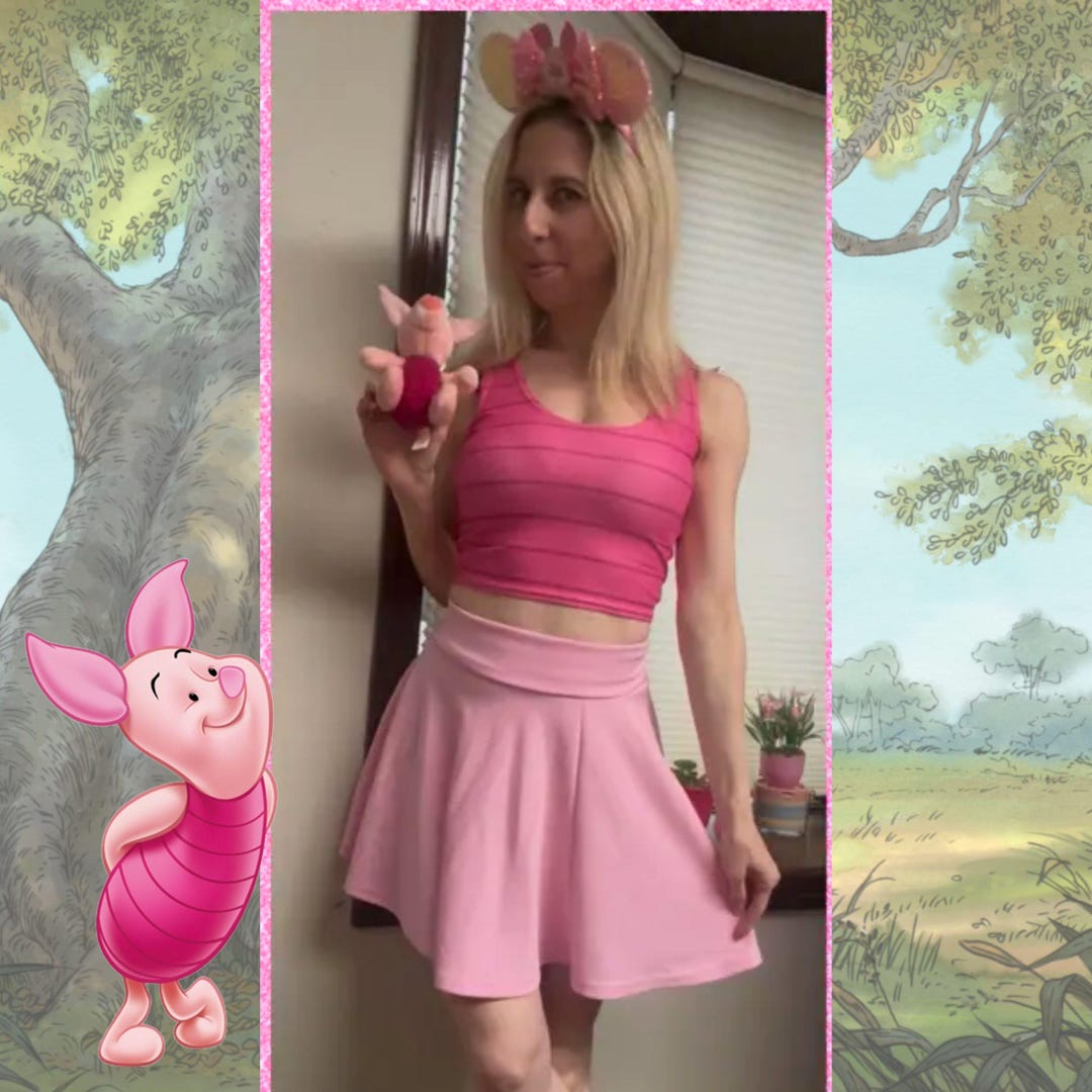 Piglet Crop Top Disney Winnie the Pooh Character Womens Shirt Cosplay ...