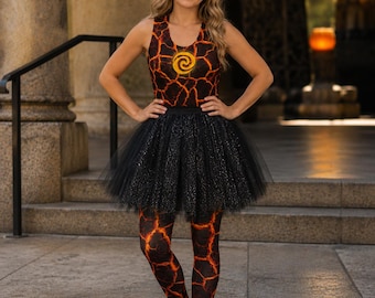 Te Ka Leggings Womens Moana Costume Te Fiti Lava Monster Run