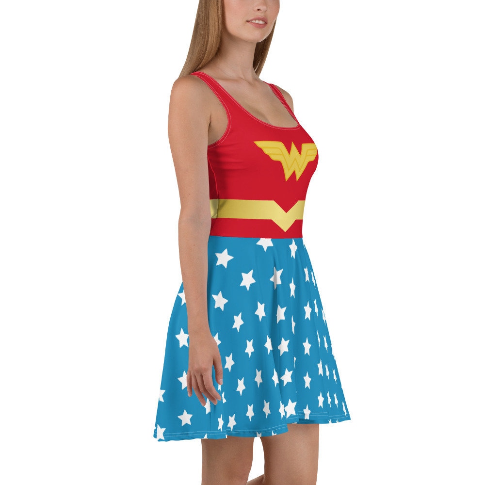Wonder Woman Cosplay Skater Dress Costume Superhero DC Comic Con - Etsy