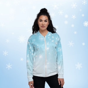 Womens Disney BomberJacket Elsa Frozen Snowflake sweater adult running sweater