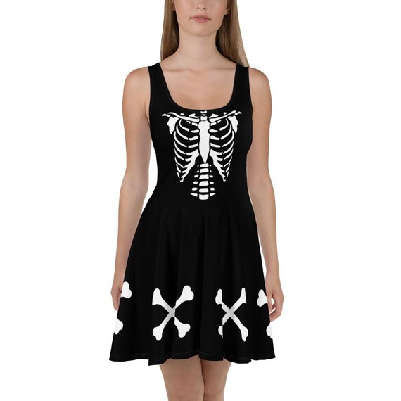 princess polly baby blue dress Women's Black & White Dress Skeleton Bones Costume