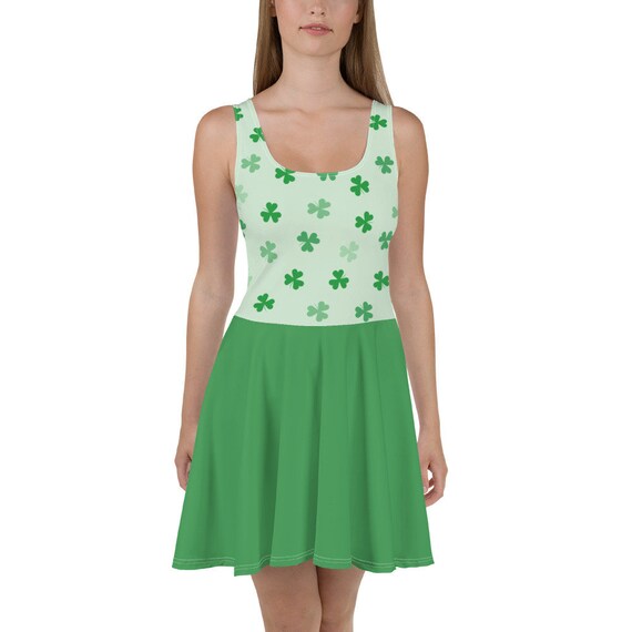 Womens St Patricks Day Dress Green with Shamrocks Running Dress Athleticwear