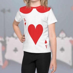 子供用ハートカード Tシャツ 不思議の国のアリス ディズニーカード 兵士コスチューム シャツ 子供用 赤 ハートのエース