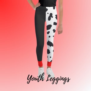 Cruella Dalmation Youth Legginsy spodnie w kropki dla psów 101 Dalmations kostium legginsy dla dzieci Disney