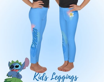 Kids girls Disney Stitch inspired Leggings Ohana Hawiian pants Aulani outfit activewear toddler