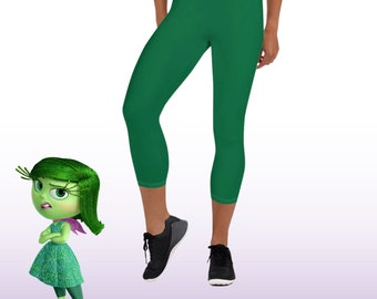 Womens green Capri Leggings Inside Out Disgust costume Disney Pixar