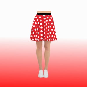 Women&#39;s Disney Minnie Mouse skirt red and white polka dot running skirt