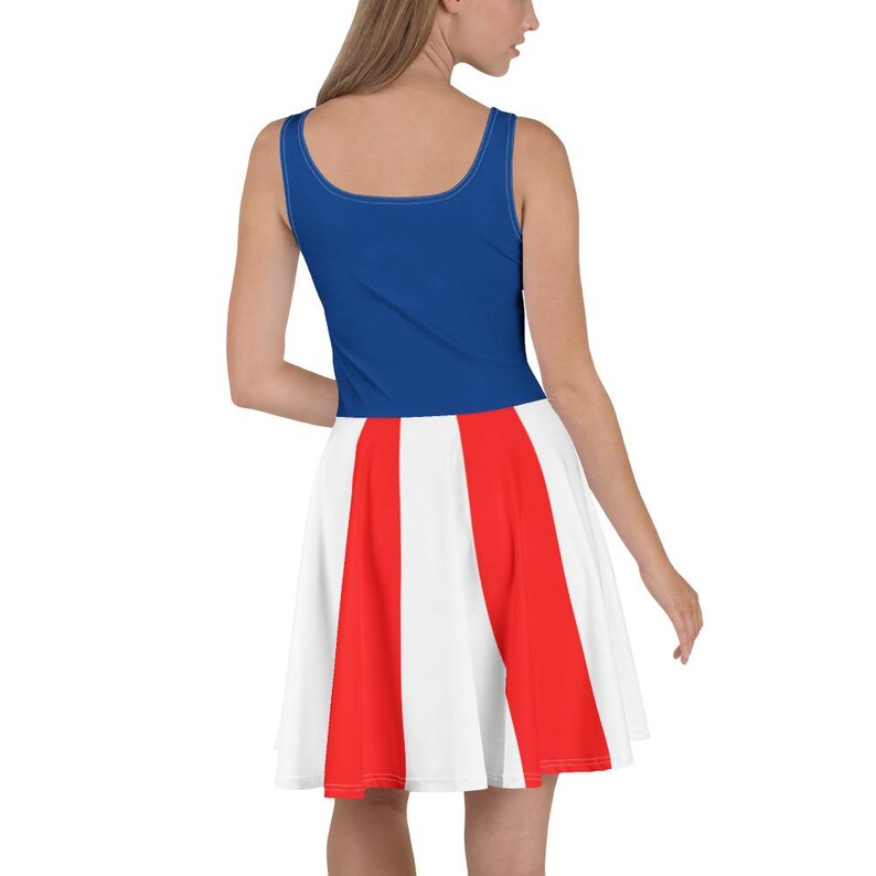 Captain America inspired dress womens Marvel red white and blue run Disney costume wonder woman