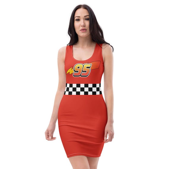 disney bodycon dress Cars Lightning Mcqueen Dress Womens Disney Cosplay Run Disney Costume Pixar Bodycon Dress