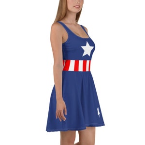 Womens Captain America Adult Dress Cosplay Disney Bounding Marvel patriotic image 5