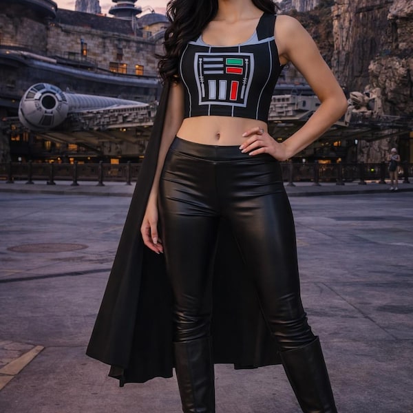 Damska koszulka z krótkim topem Star Wars Darth Vader Cosplay kostium dla dorosłych Disney koszulka sportowa do biegania Disney top
