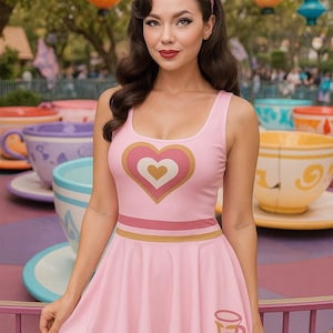 Alice in Wonderland Mad Tea Party dress Womens Disney Dress Heart Teacup run Disney ride costume