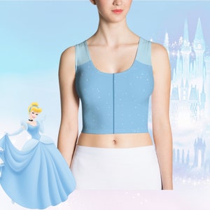 Womens Disney Cinderella Crop Top Running shirt Princess Disney run outfit