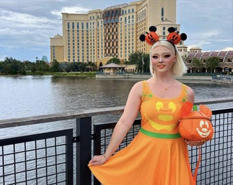 Mickey Pumpkin-jurk Dames Disney Halloween Mickey Mouse-outfitkostuum hardloopjurk