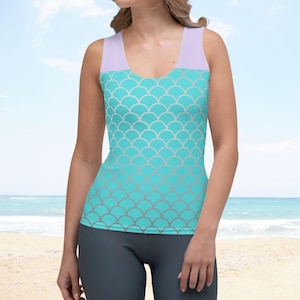 Ariel Meerjungfrau Tank Top Disney Damen Laufshirt Ariel Prinzessin Meerjungfrau T-Shirt Kostüm