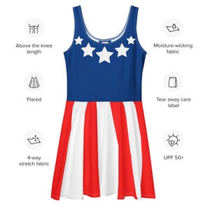 Captain America inspired dress womens Marvel red white and blue run Disney costume wonder woman