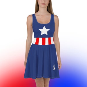 Womens Captain America Adult Dress Cosplay Disney Bounding Marvel patriotic image 4