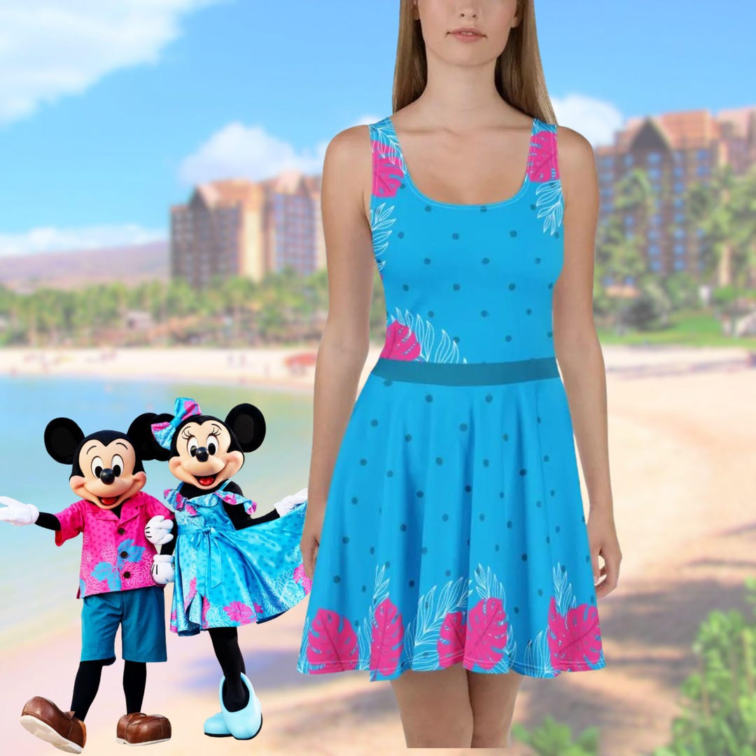 Minnie Mouse Aulani Dress Womens Disney Hawaiian Costume Run