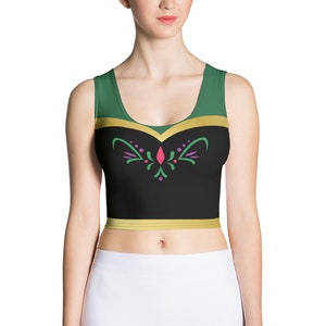 Womens Disney Anna Crop Top Frozen Anna Coronation costume running shirt run Disney Princess Cosplay