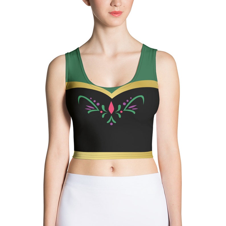 Womens Disney Anna Crop Top Frozen Anna Coronation costume running shirt run Disney Princess Cosplay
