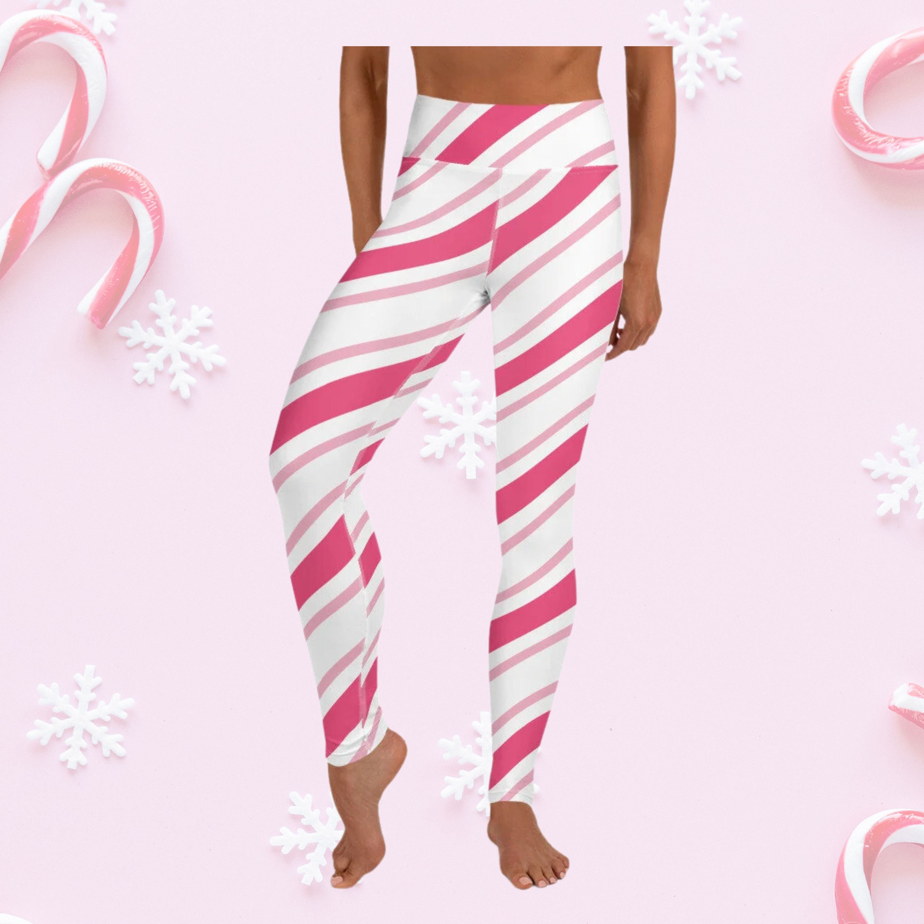 Candy Cane Leggings Christmas Leggings Mrs Claus Costume Elf Costume Candy  Cane Costume Peppermint Pattern Winter Leggings 