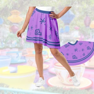 Mad Tea Party Skirt Tea Cup Alice in wonderland Womens Disney running skirt purple and blue
