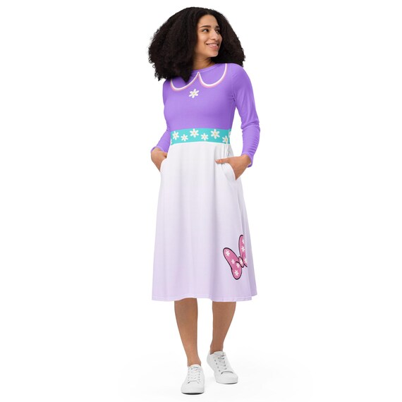 Daisy Duck Womens Dress Disney Bounding Cosplay Long Sleeve Midi Dress  Adult Disney Costume - Etsy