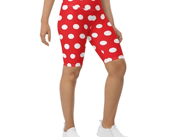 Minnie Mouse red polka dot womens Biker Shorts Disney activewear run Disney costume